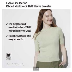 Uniqlo women’s Extra Fine Merino Ribbed Mock Neck Sweater size Large